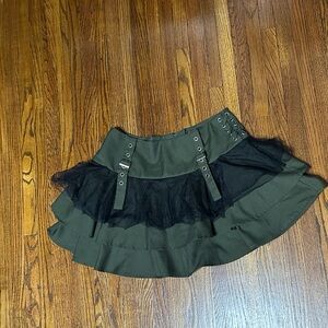 Elegant Black and Green Women's Mini Skirt